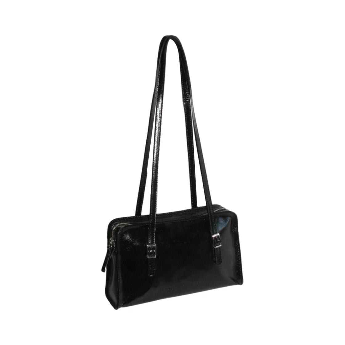 PBJ101 Paloma Wool Cayetano Engraved Logo Leather Shoulder Bag Black