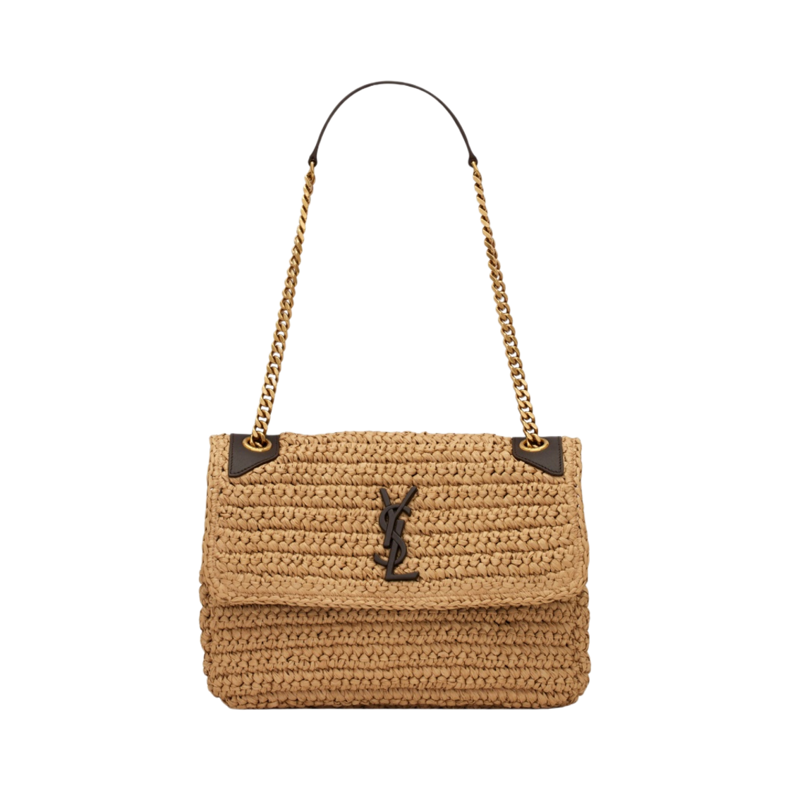 생로랑 니키 미디움 체인 백 라피아 앤 레더 내츄럴(Saint Laurent Niki Medium Chain Bag In Raffia And Leather Natural) - 1