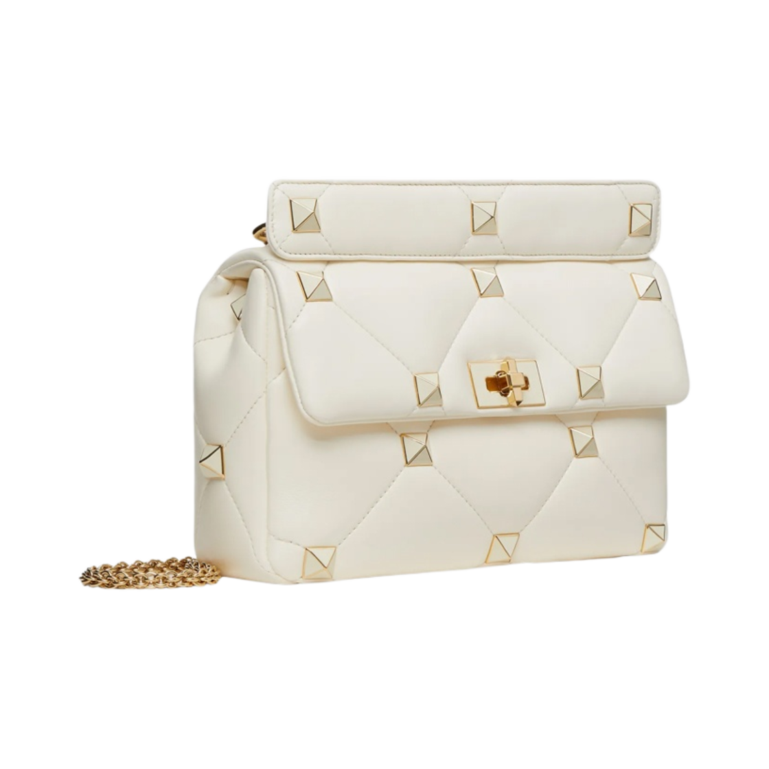 발렌티노 라지 로만 나파 스터드 더 체인 에나멜 스터드 숄더백 아이보리(Valentino Large Roman Nappa Stud The Shoulder Bag with Chain and Enameled Studs Ivory) - 2