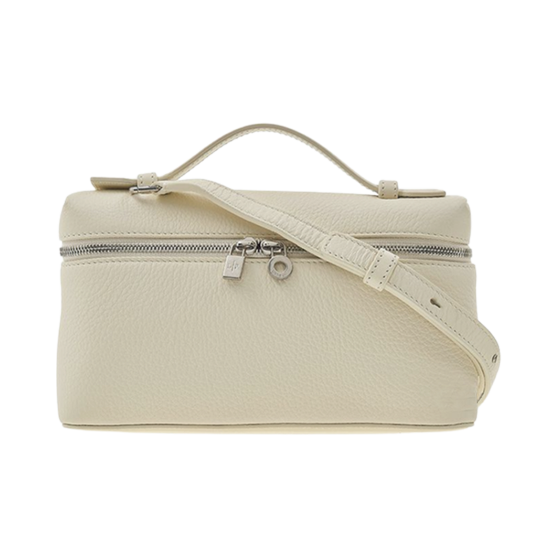 FAN4045-108T Loro Piana Extra Pocket Pouch L19 in Grained Calfskin Whisper White Antique Silver