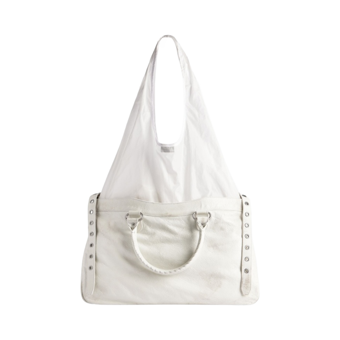 7916012AA9N9191 Balenciaga Neo Cagole XL Plus Used Effect Tote Bag White - #3