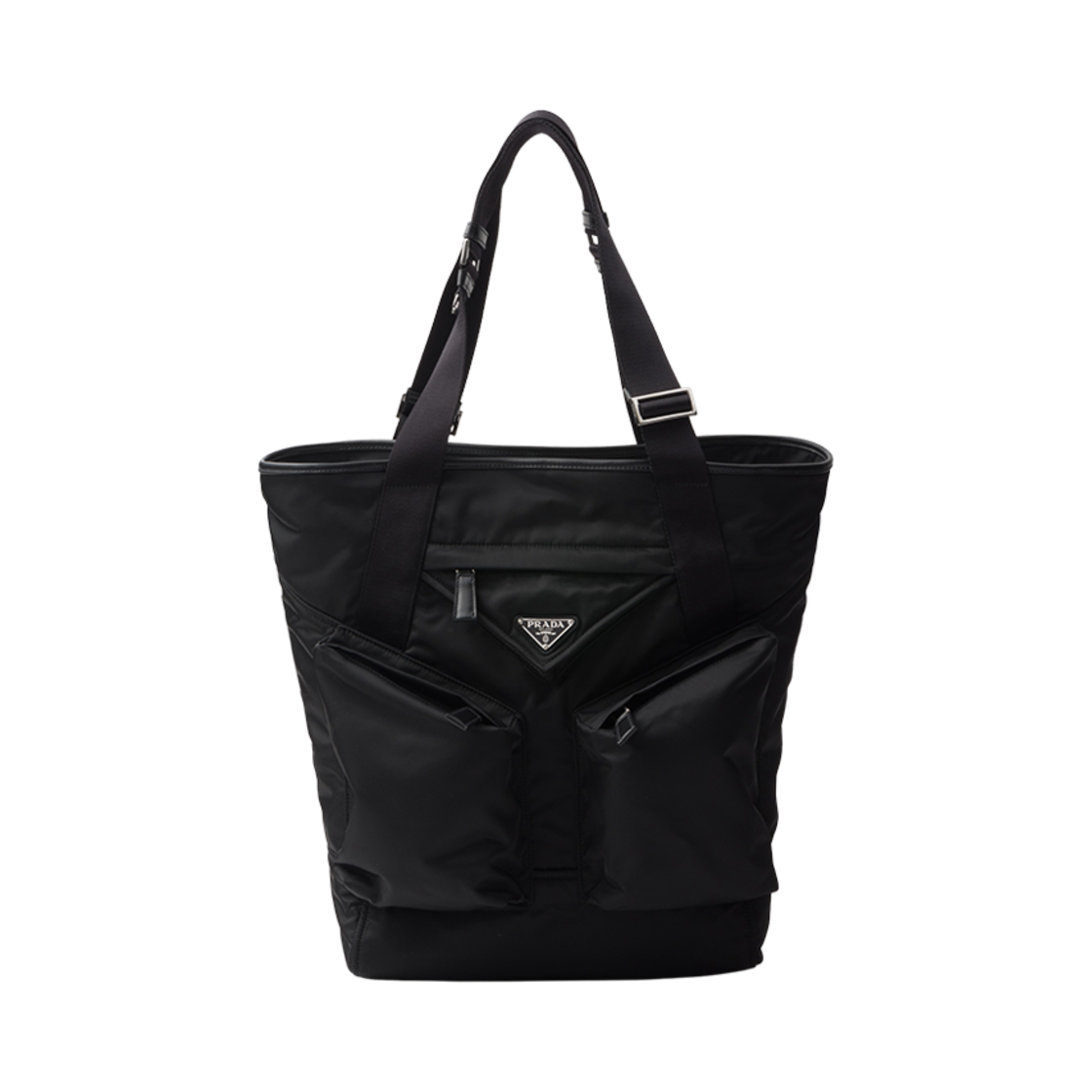 프라다 리나일론 앤 레더 토트백 블랙