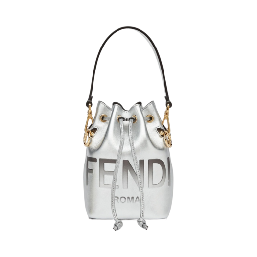 Fendi Mon Tresor Laminated Leather Mini Bag Silver