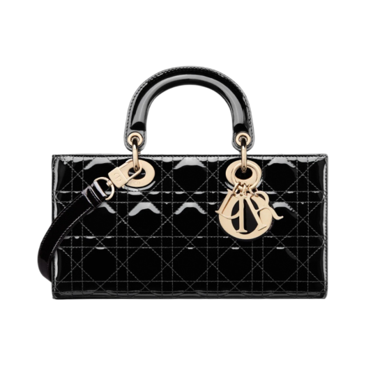 Dior Medium Lady D Joy Bag Patent Cannage Calfskin Black