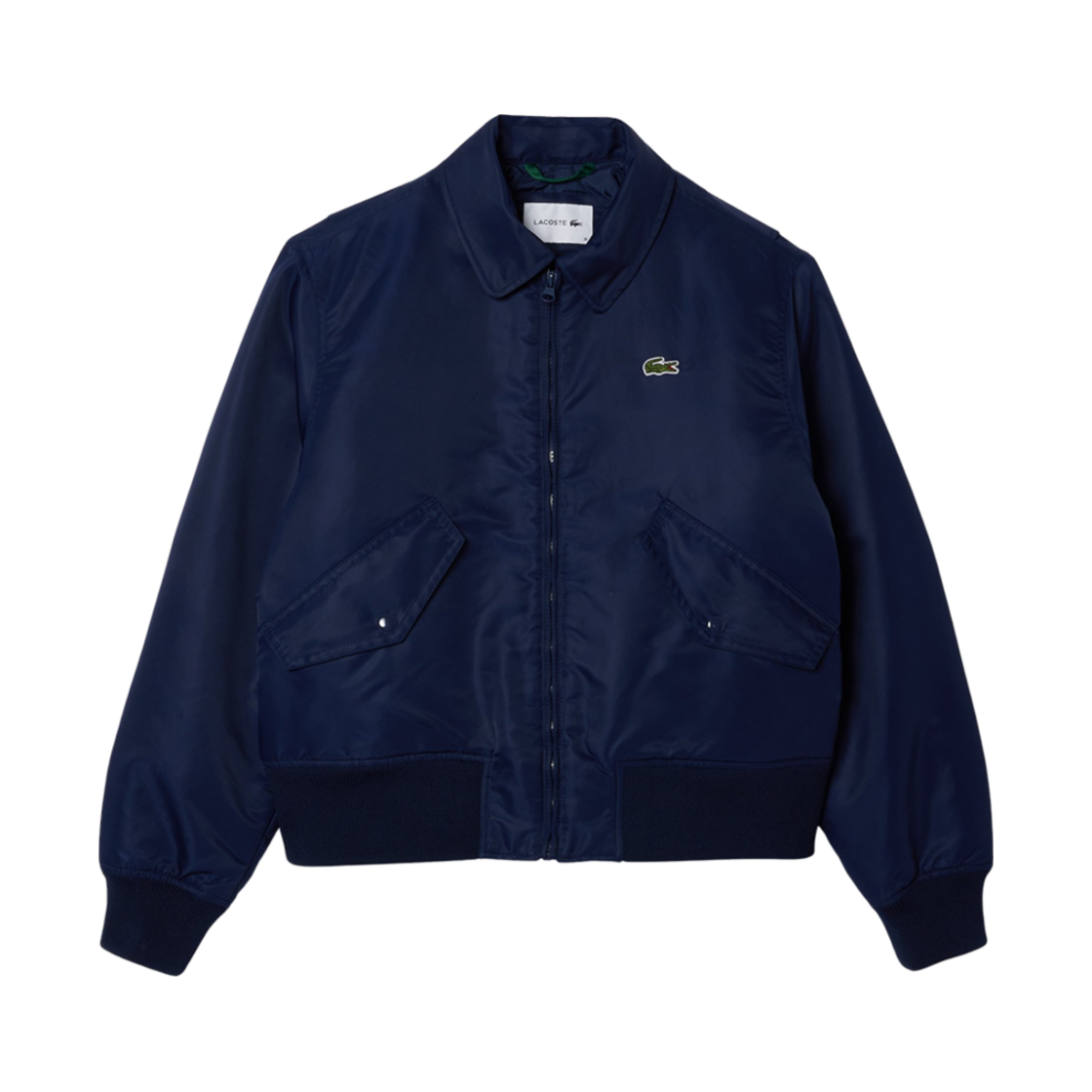 (W) 라코스테 캐주얼 패디드 봄버 자켓 네이비 블루((W) Lacoste Casual Padded Bomber Jacket Navy Blue)