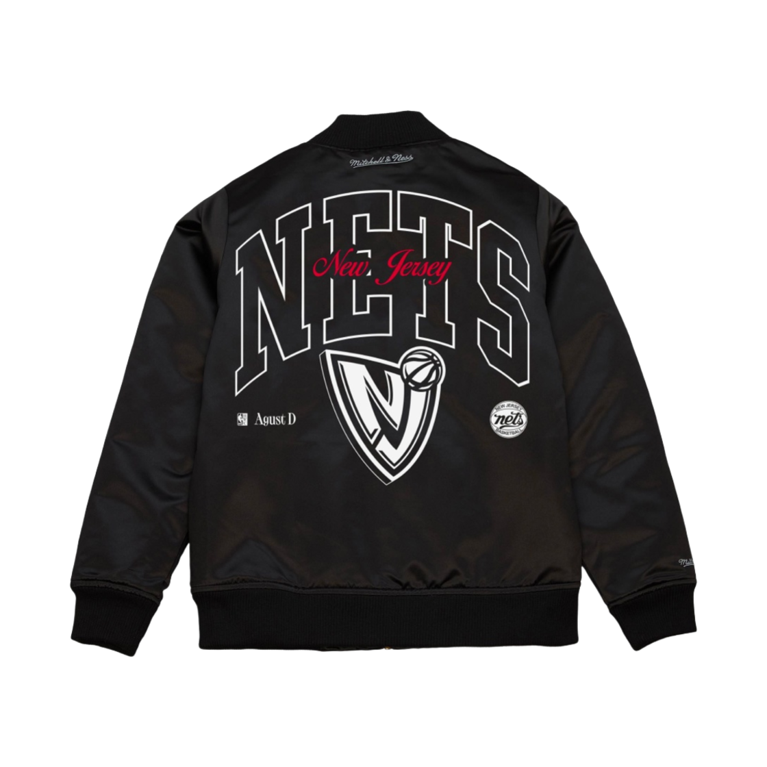 ZF2969-NJNBLCK Mitchell & Ness x Suga Glitch Bomber New Jersey Nets Black