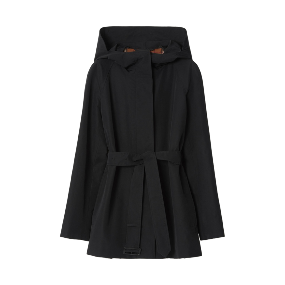 8065803 (W) Burberry Technical Cotton Faille Hooded Car Coat Black