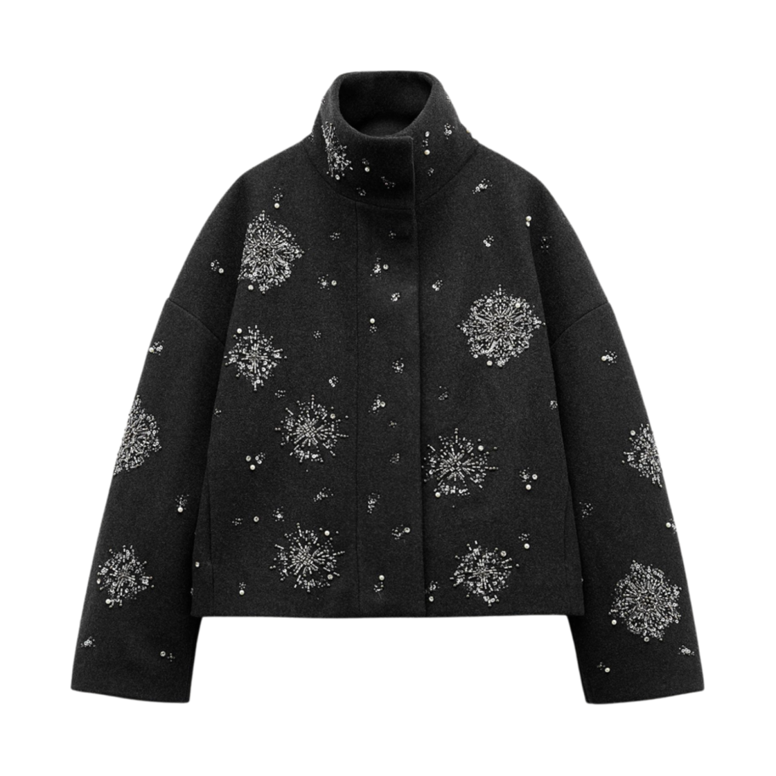 (W) 자라 시퀸 자수 자켓 ZW 컬렉션 그레이((W) Zara Sequin Embroidered Jacket ZW Collection Grey) - 1