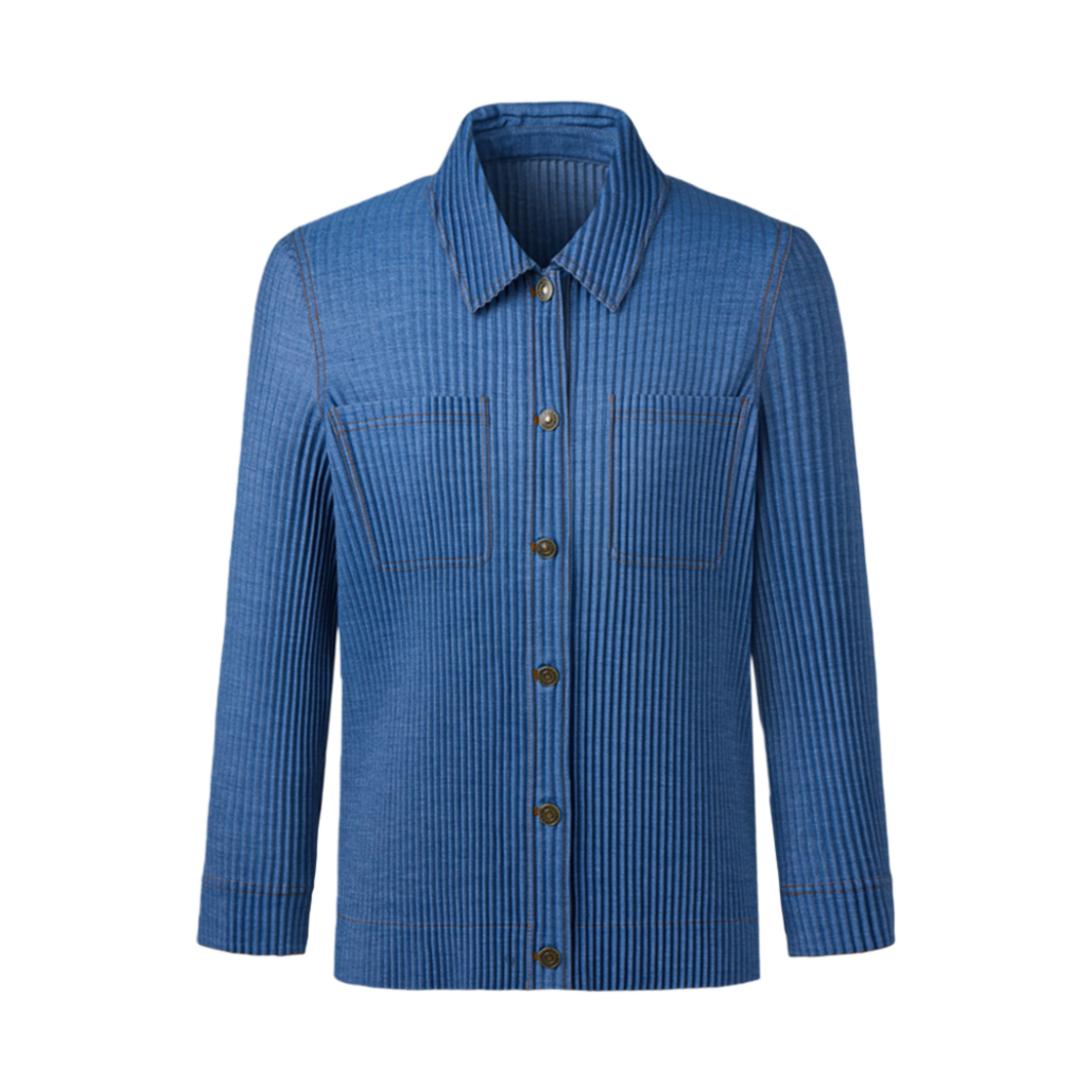 MJA1GBL Monplisse Unisex Denim Pleats Roll Up Cuffs Jacket Blue