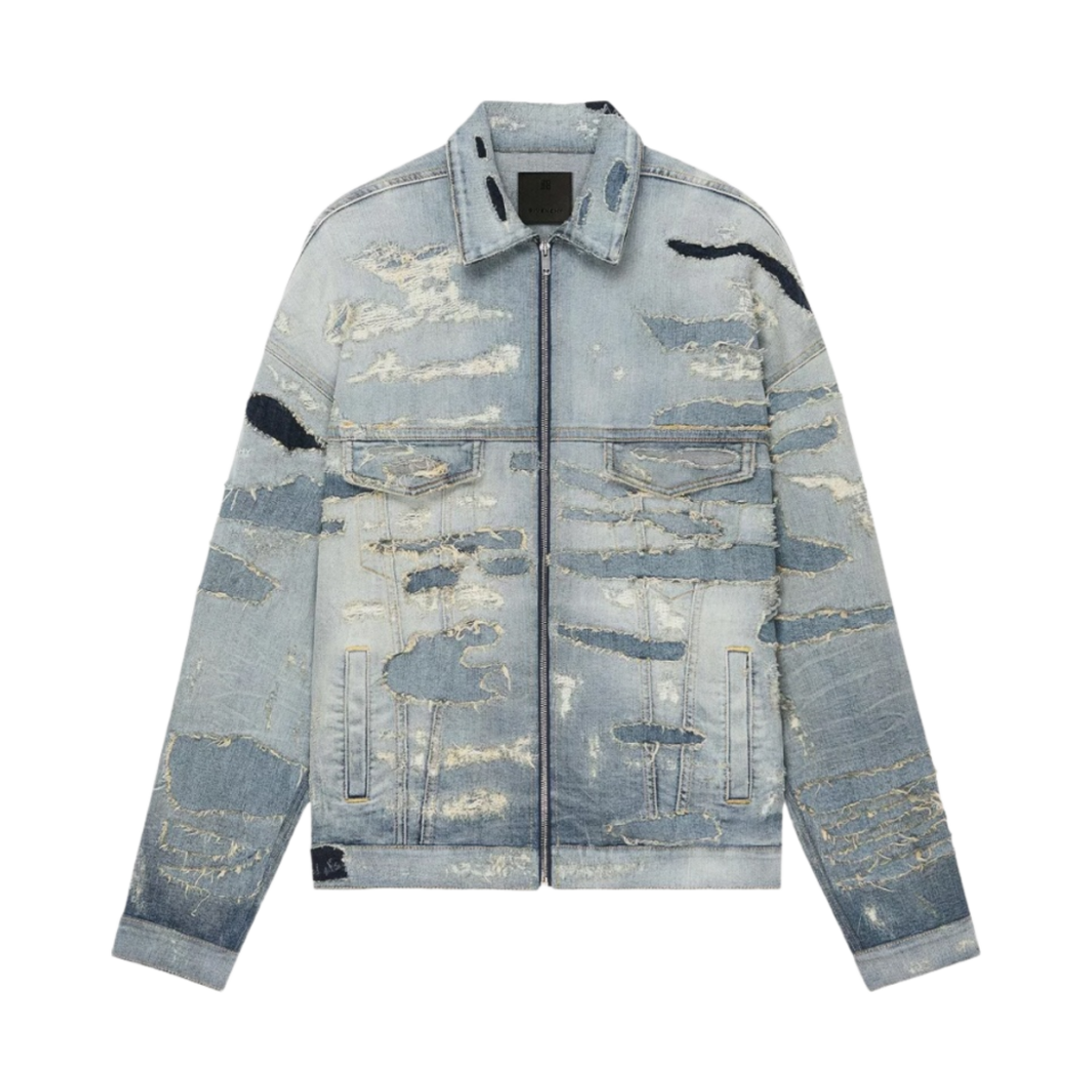 BM012N5Y6T-452 Givenchy Oversized Denim Rivet Zip Jacket Light Blue