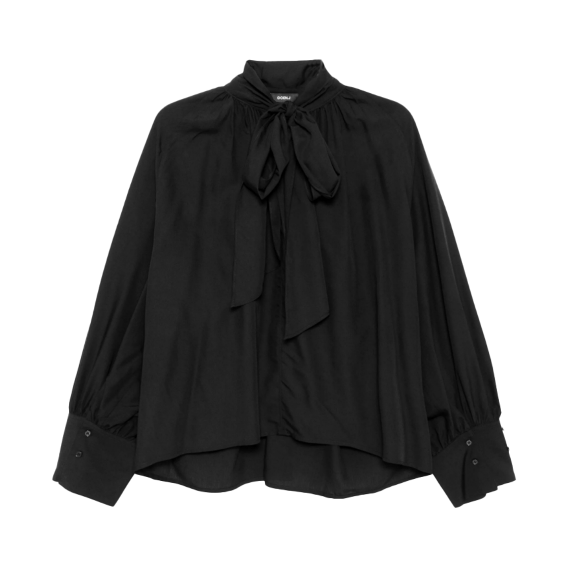 GNJ25SST13-BK GOEN.J Tie-Detailed Gathered Blouse Black