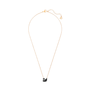 (W) Swarovski Iconic Swan Pendant Small Black Rose Gold Plated