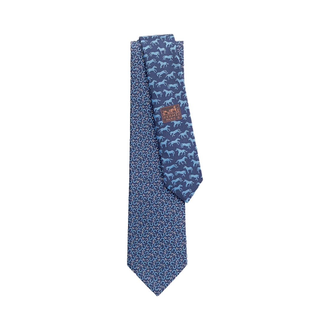 에르메스 타이 7 갤롭 엔 브랙 트윌비 타이 마린 씨엘 블랑(Hermes Tie 7 Galop En Vrac Twillbi Tie Marine Ciel Blanc) - 1