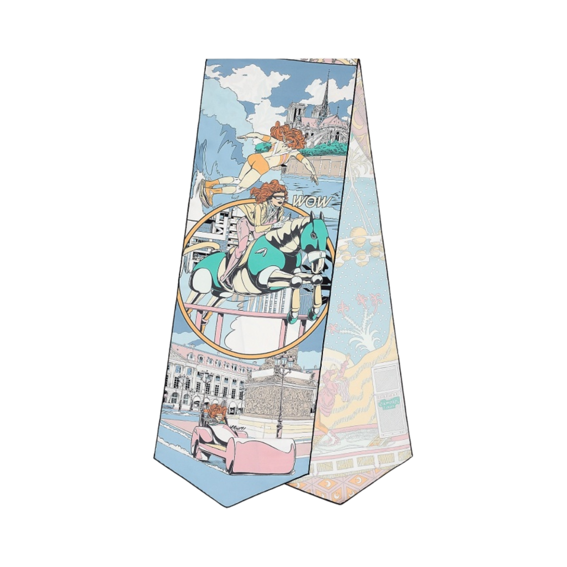(W) 에르메스 르 프리미어 샹 와우! 실크 머플러 블루 씨엘 로즈 죤 빨((W) Hermes Le Premier Chant Wow! Silk Muffler Bleu Ciel Rose Jaune Pale) - 1