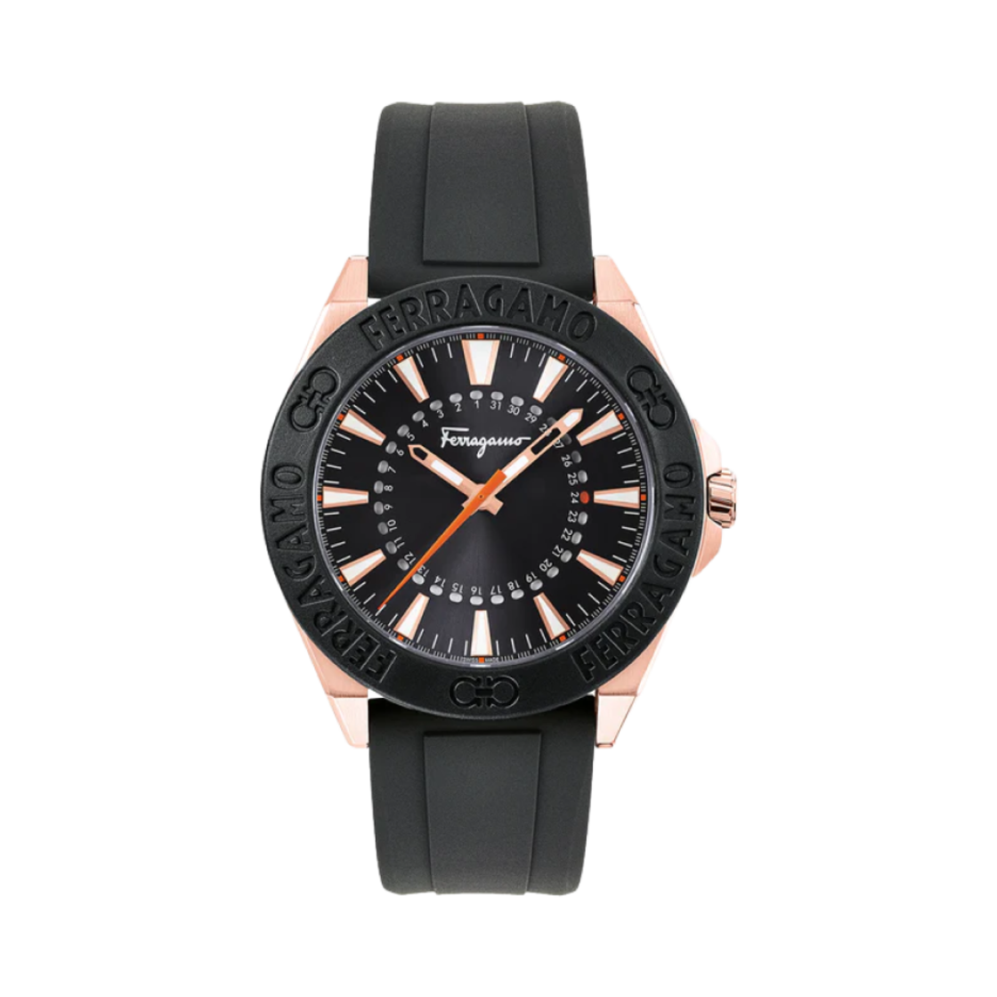 페라가모 쿼츠 아날로그 43mm 실리콘 블랙(Ferragamo Quartz Analog 43mm Silicone Black)