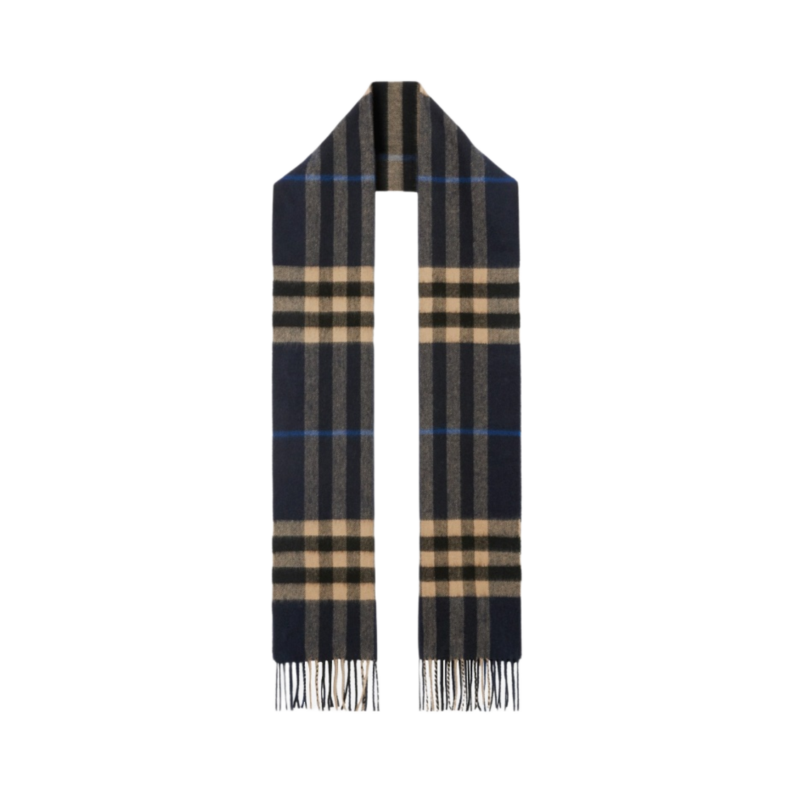 (W) 버버리 더 버버리 체크 캐시미어 머플러 인디고 미드 카멜((W) Burberry The Burberry Check Cashmere Muffler Indigo Mid Camel) - 1