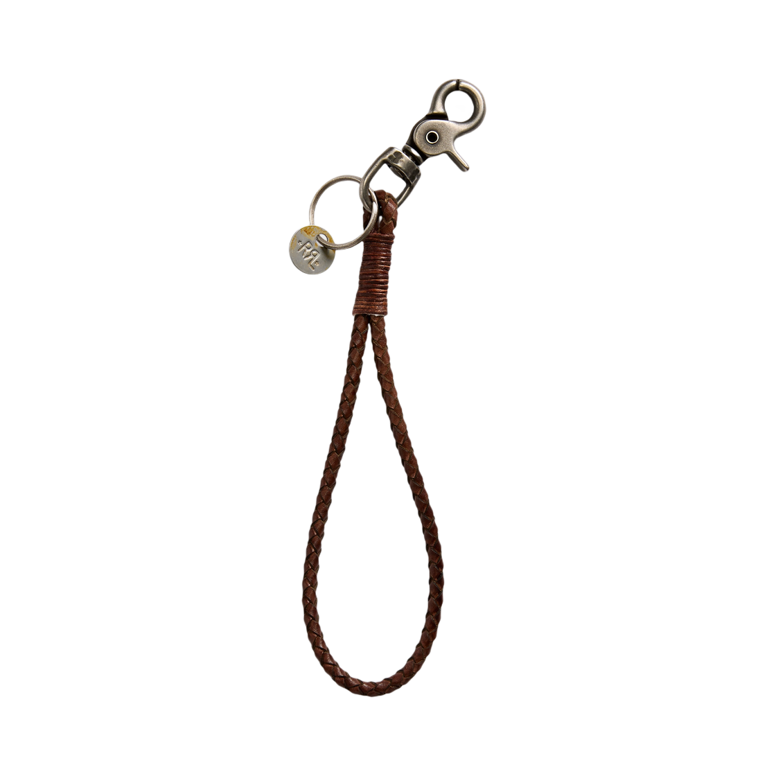 더블알엘 브레이디드 레더 키 포브 브라운 실버(Double RL Braided Leather Key Fob Brown Silver)