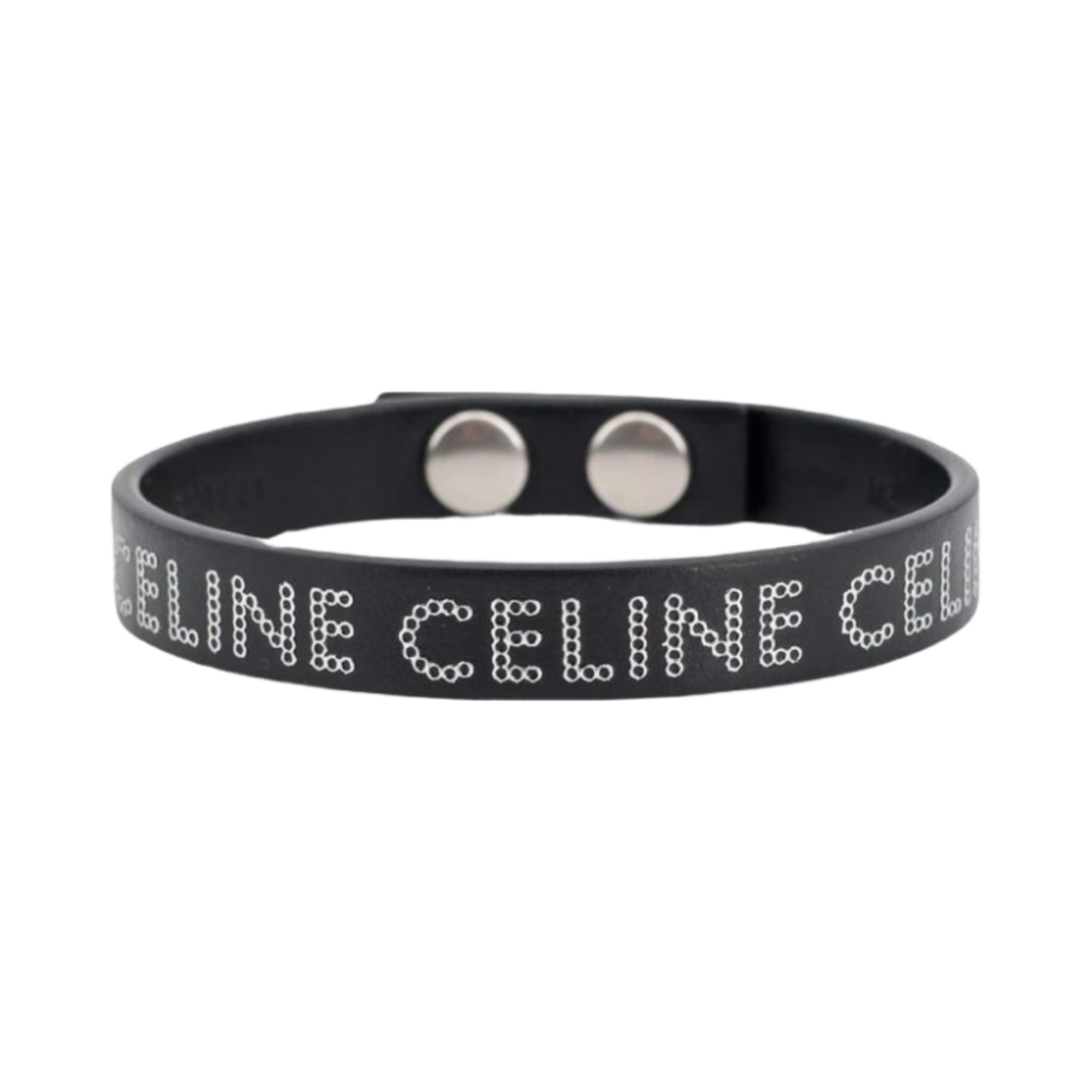 460SB3SMO-38NS Celine Monochroms Stud Logo Leather Bracelet Black