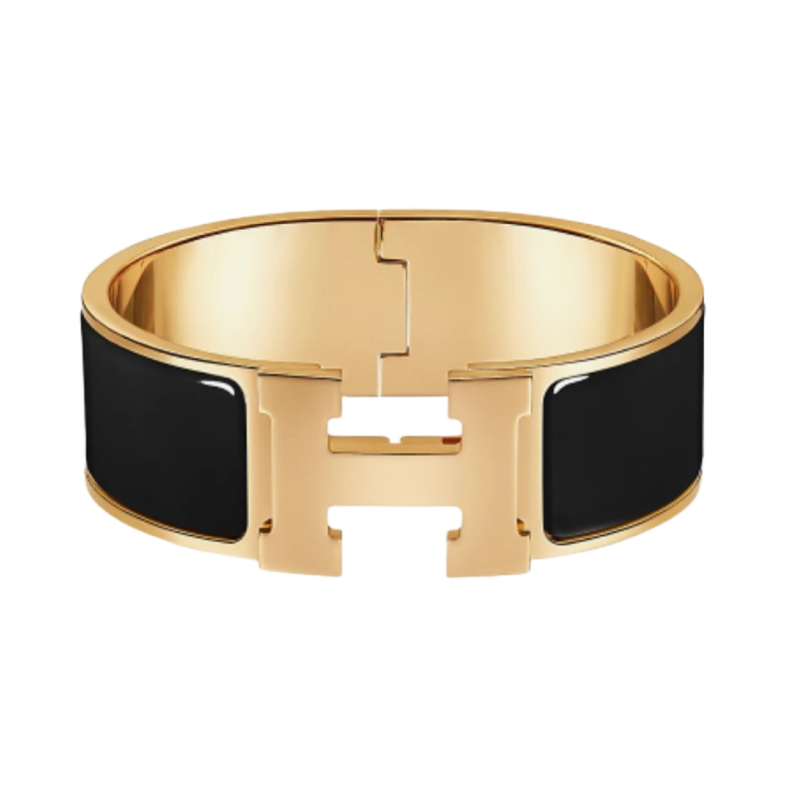 (W) 에르메스 클릭 클락아슈 브레이슬릿 골드 하드웨어 & 누아((W) Hermes Clic Clac H Bracelet Gold & Noir) - 1