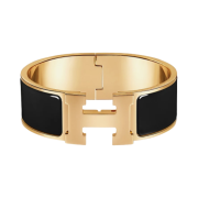 (W) Hermes Clic Clac H Bracelet Gold & Noir