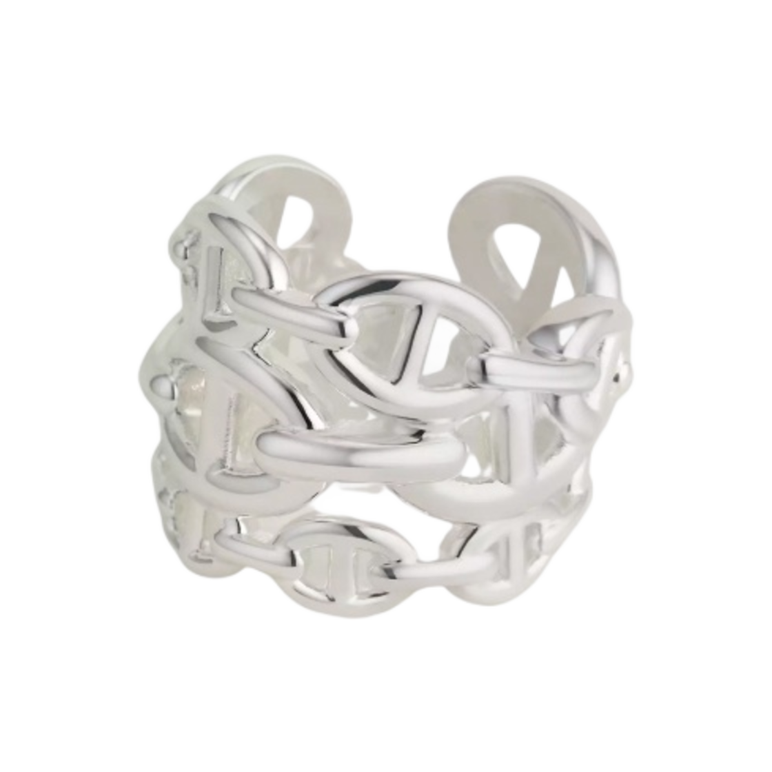 (W) 에르메스 라지 샹달 엔체이니 링 스털링 실버((W) Hermes Large Chaine D'Ancre Enchainee Ring Sterling Silver)