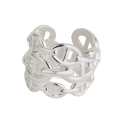 (W) Hermes Large Chaine D'Ancre Enchainee Ring Sterling Silver