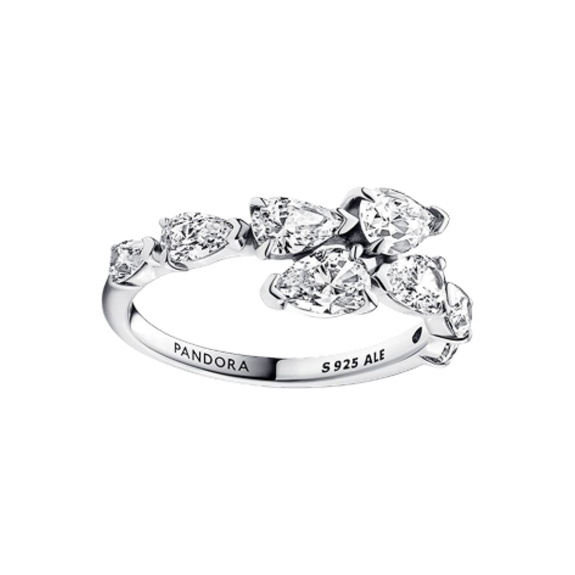 (W) 판도라 스파클링 오버래핑 밴드 링 실버