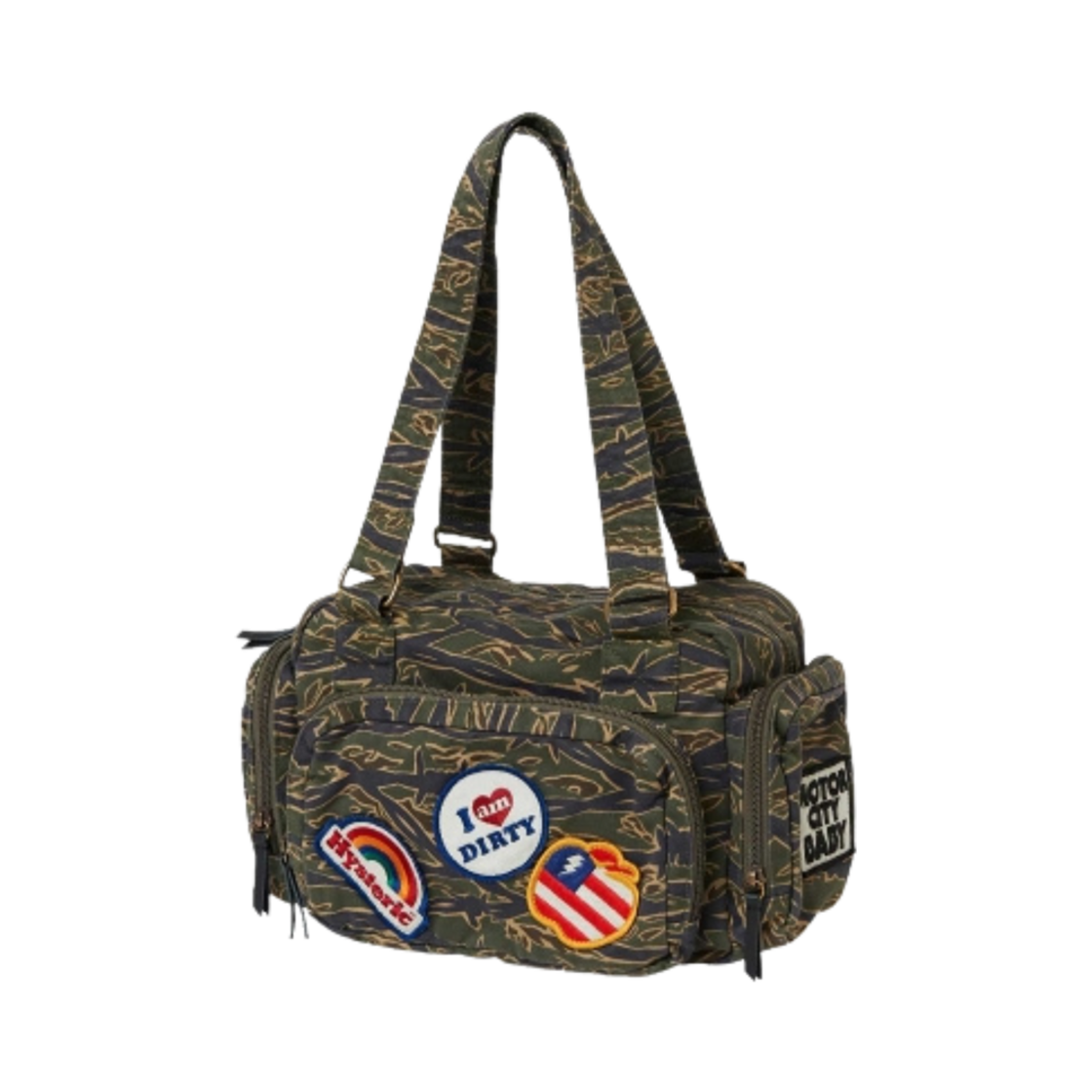 (W) 히스테릭 글래머 패치 스크래치 미니 보스턴 백 카키((W) Hysteric Glamour Patch Scratch Mini Boston Bag Khaki)