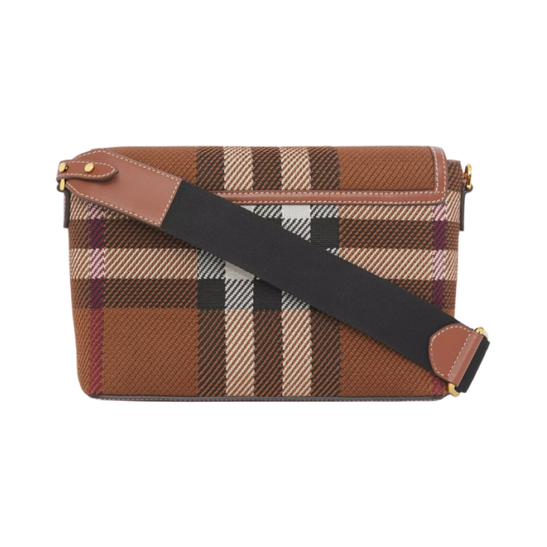 버버리 니트 체크 레더 노트 크로스바디백 다크 버치 브라운(Burberry Knitted Check Leather Note Crossbody Bag Dirk Birch Brown) - 3