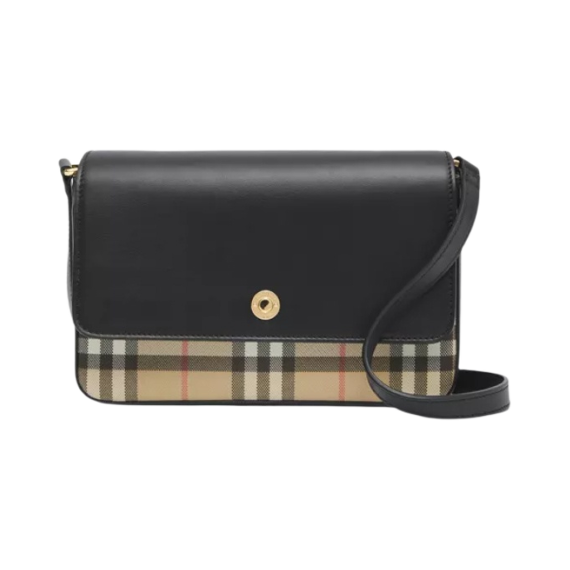 8049243 Burberry Mini Vintage Check and Leather Note Bag Archive Beige Black