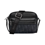 Dior Mini Rider 2.0 Zipped Messenger Bag Black Dior Oblique Jacquard and Black Grained Calfskin