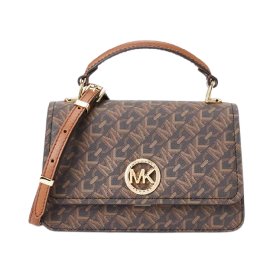 32T4GD8C5B227 Michael Kors Delancey Small Empire Monogram Crossbody Bag Brown Luggage