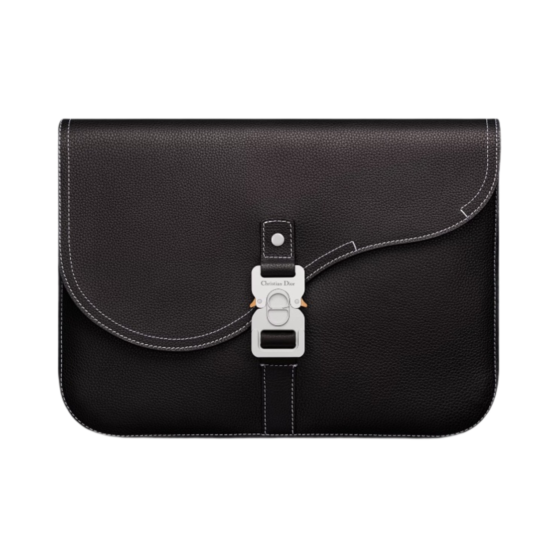 디올 새들 A4 파우치 그레인드 카프스킨 블랙(Dior Saddle A4 Pouch Grained Calfskin Black) - 1