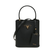 Prada Small Saffiano Leather Panier Bag Black