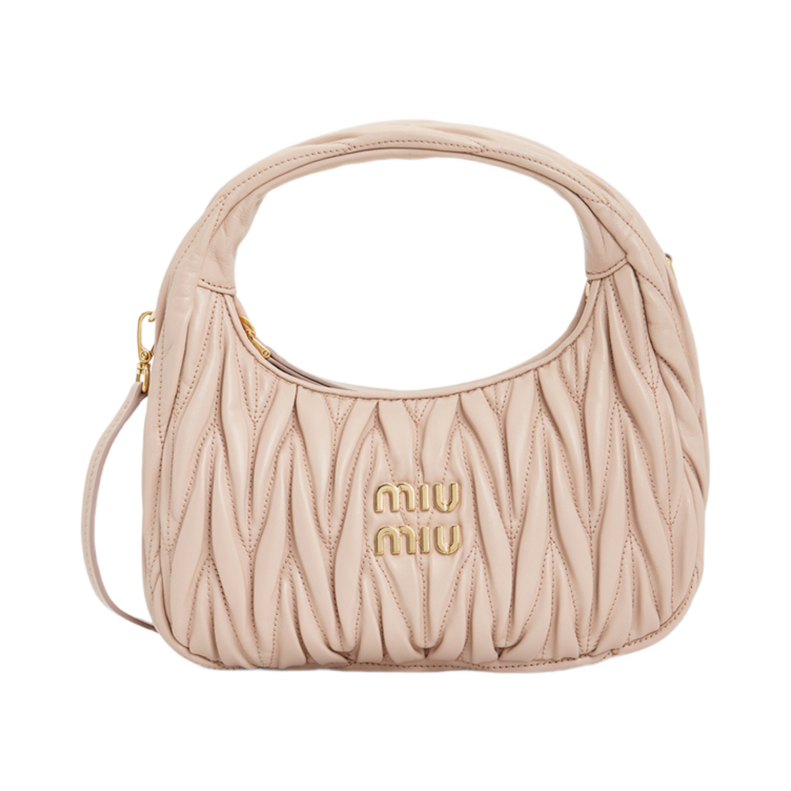 5BC125-A/N88-F0236 Miu Miu Wander Matelasse Nappa Leather Hobo Bag Powder Pink