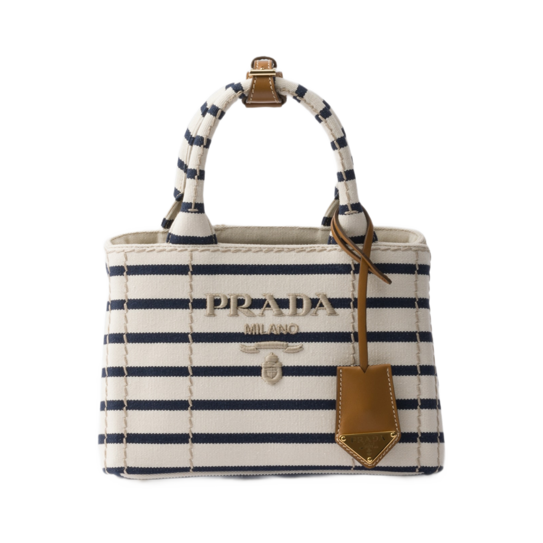 프라다 스트라이프 코튼 캔버스 미니백 아이보리 블루