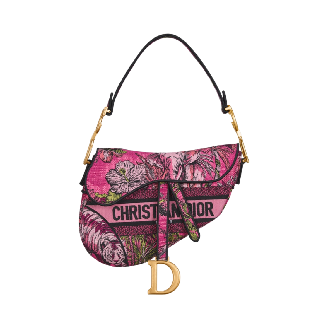 디올 새들 백 푸시아 멀티컬러 트왈 드 주이 보야쥐 자수(Dior Saddle Bag Fuchsia Multicolor Toile De Jouy Voyage Embroidery) - 1