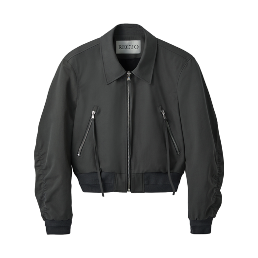 RM25SWJP005GR Recto Zipper Details Structured Tim Bomber Charcoal Grey