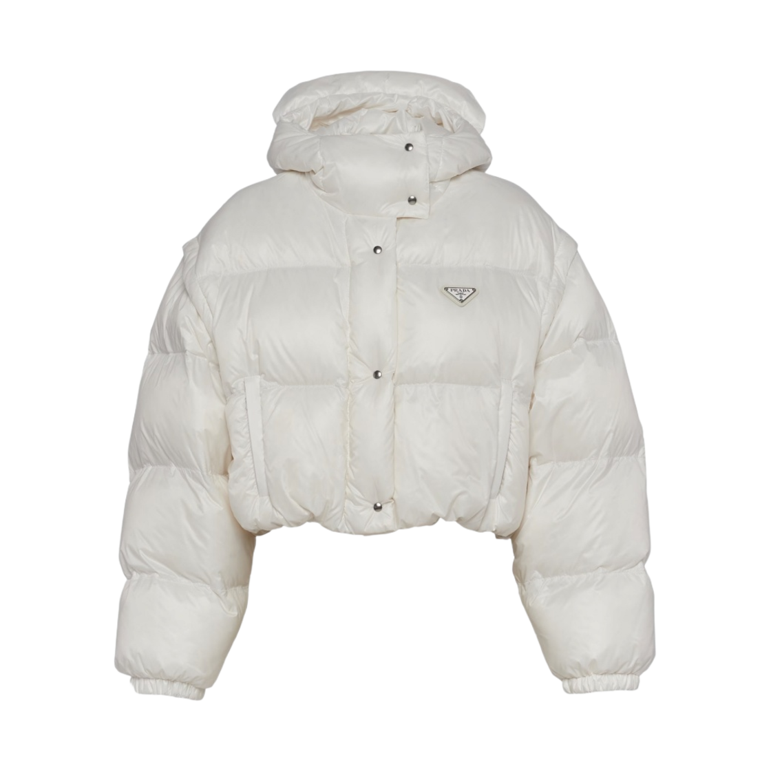 (W) 프라다 리나일론 컨버터블 크롭 다운 자켓 화이트((W) Prada Re-Nylon Convertible Cropped Down Jacket White)