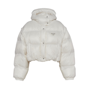 (W) Prada Re-Nylon Convertible Cropped Down Jacket White