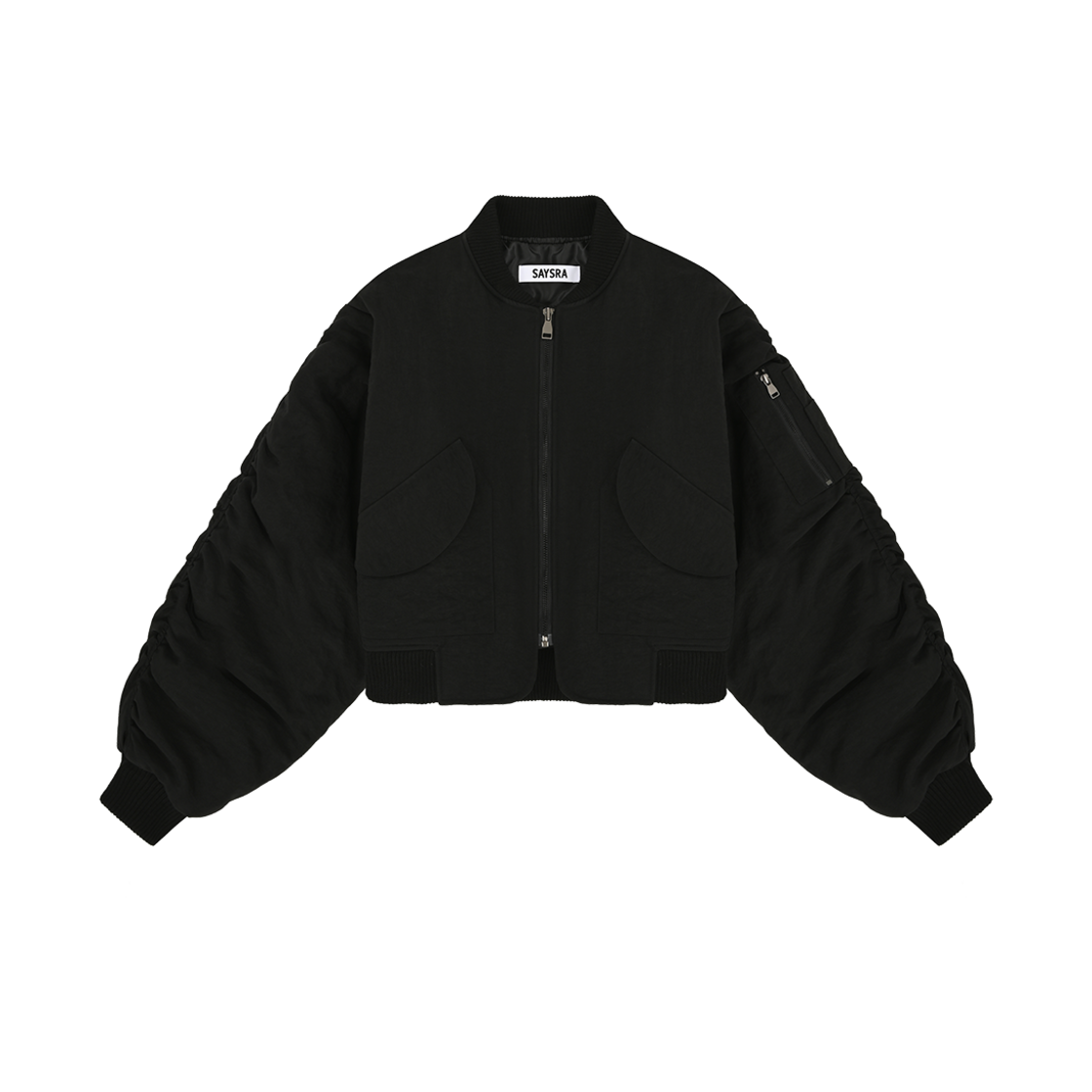 세이스라 셔링 MA 1 자켓 블랙(SAYSRA Shirring MA 1 Jacket Black)