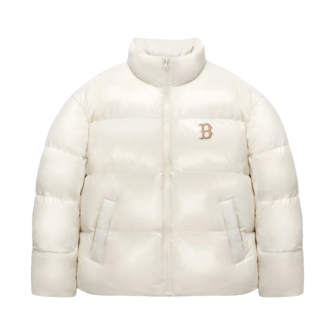 3ADJB2046-43CRD MLB Shiny Curve Puffer Jacket Boston Red Sox D.Cream