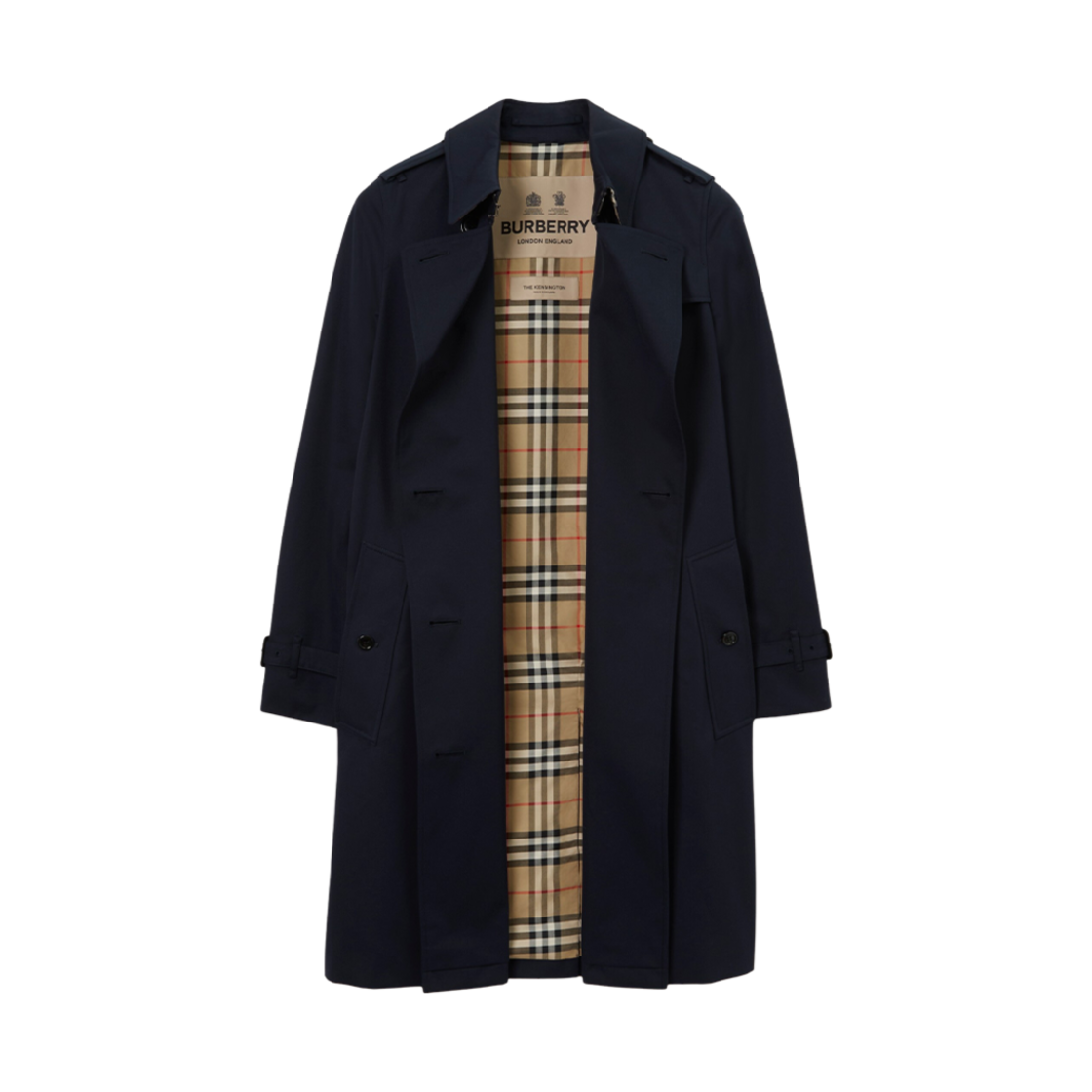 (W) 버버리 렝스 켄싱턴 헤리티지 트렌치 코트 콜 블루((W) Burberry Mid-Length Kensington Heritage Trench Coat Coal Blue) - 2