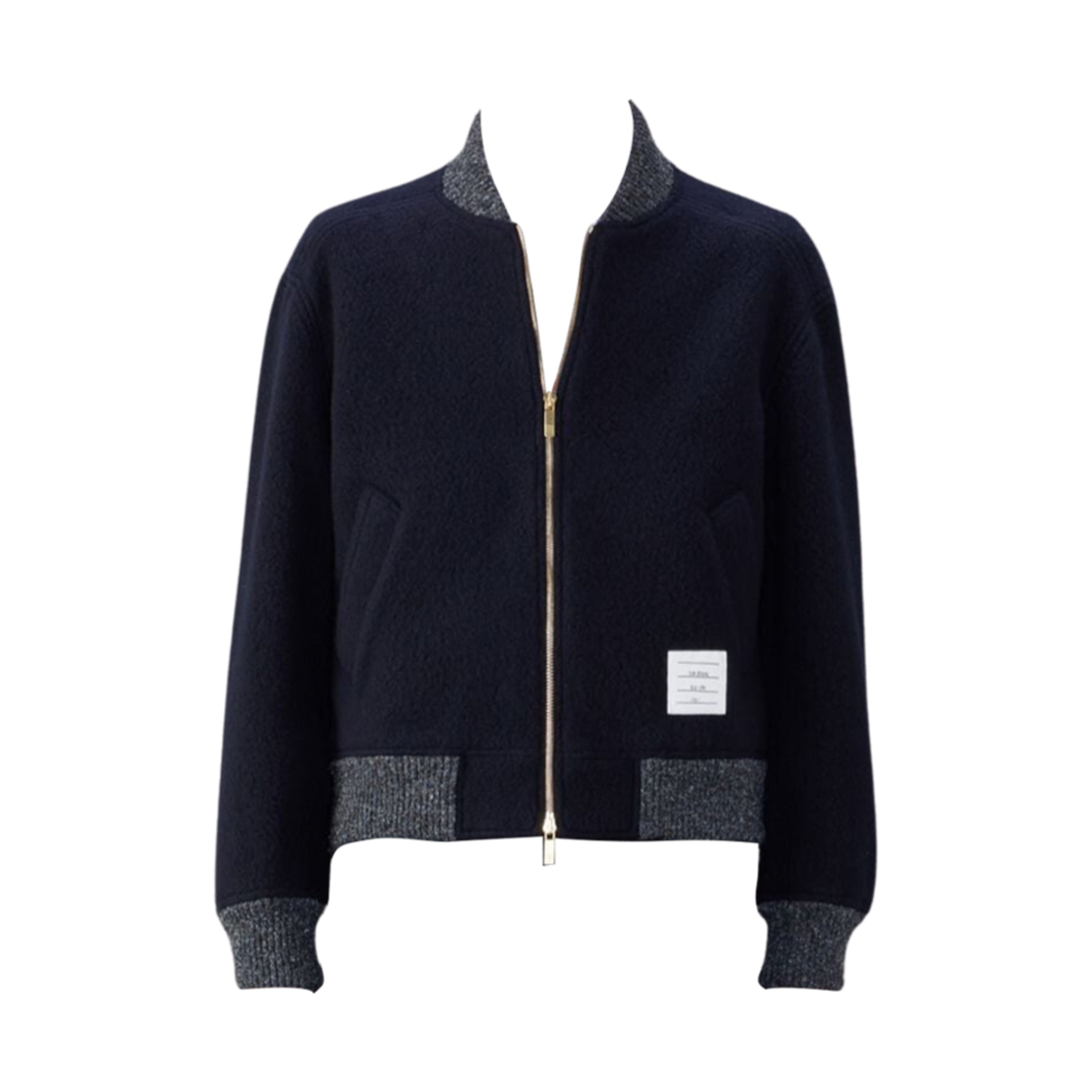 MJT395A-J0100-415 Thom Browne Wool Fleece Stripe Bomber Navy