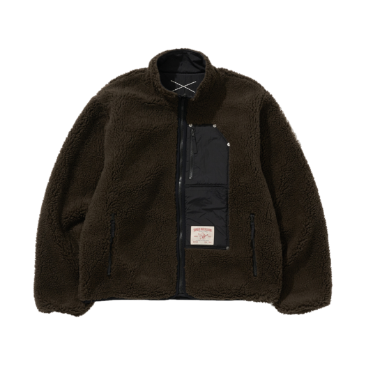 TR24FWRJ01MKK True Religion O.G Logo Reversible Fleece Jacket Khaki