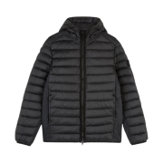 Stone Island 40324 Loom Woven Chambers Recycled Nylon Down-TC Light Hooded Down Jacket Black - 24FW