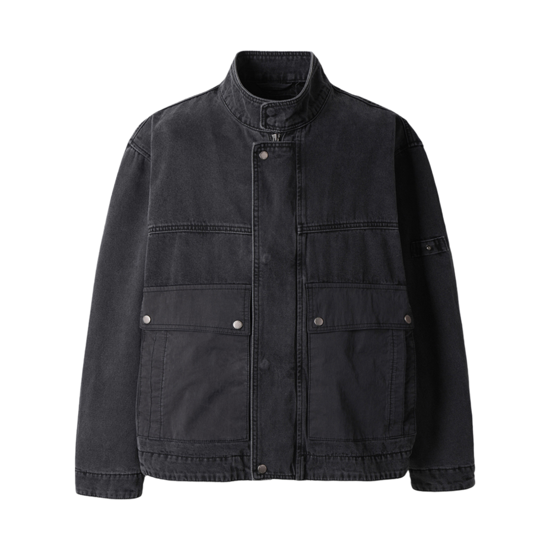 시리즈 배색 포켓 데님 점퍼 블랙(Series Color Block Pocket Denim Jumper Black)