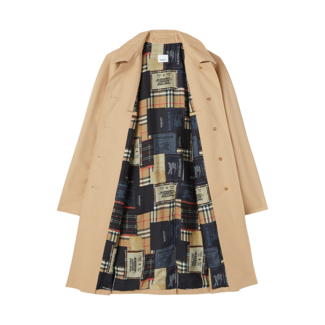 8064819 (W) Burberry Archive Print-Lined Cotton Gabardine Car Coat Honey - #2