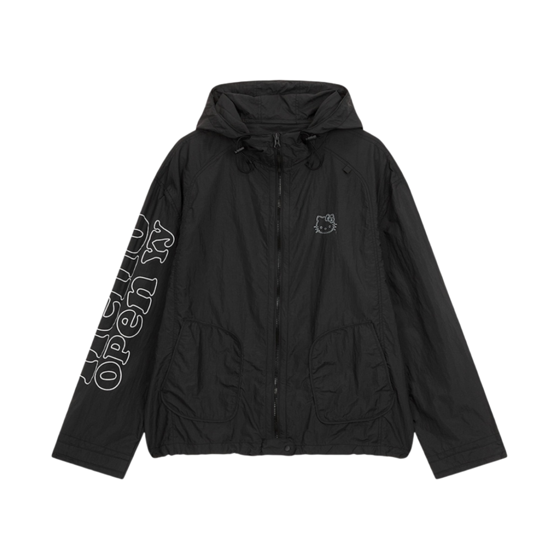 YY242JK001BK Open Yy x Hello Kitty Windbreaker Jacket Black