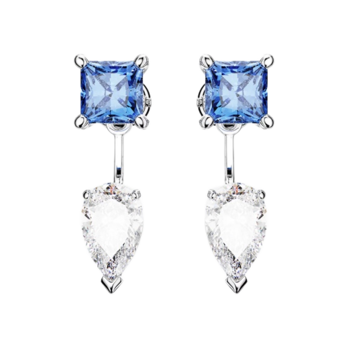 (W) 스와로브스키 메스마라 이어링 자켓 믹스 컷 디테쳐블 블루 로듐 플래팅((W) Swarovski Mesmera Earrings Jackets Mixed Cuts Detachable Blue Rhodium Plated) - 1
